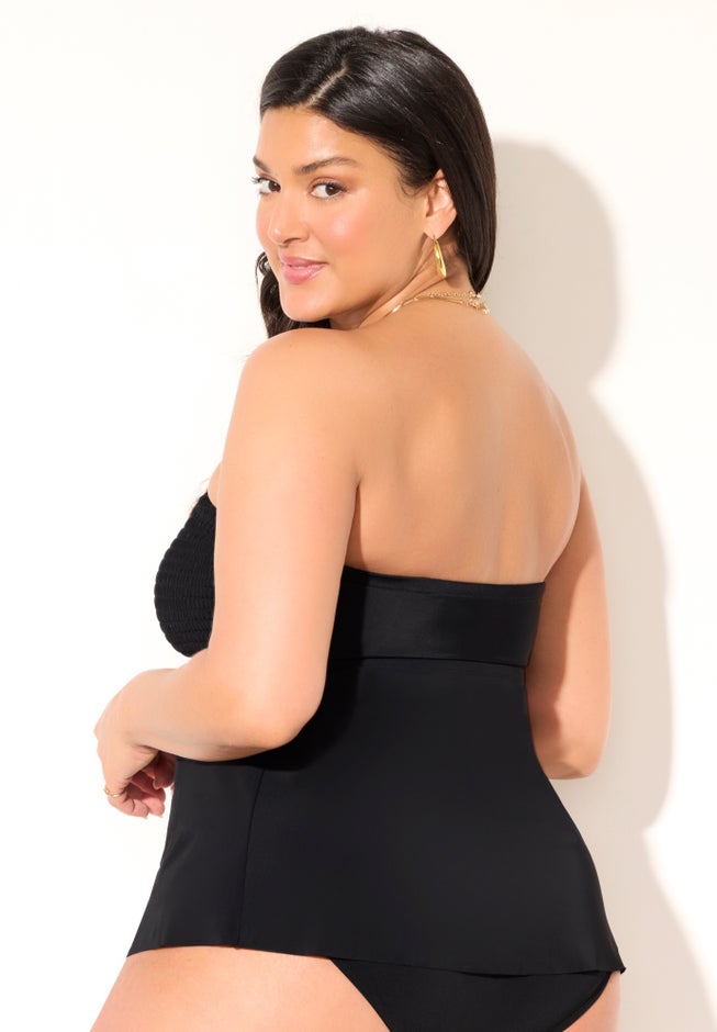 Smocked Bandeau Tankini Top image number 1