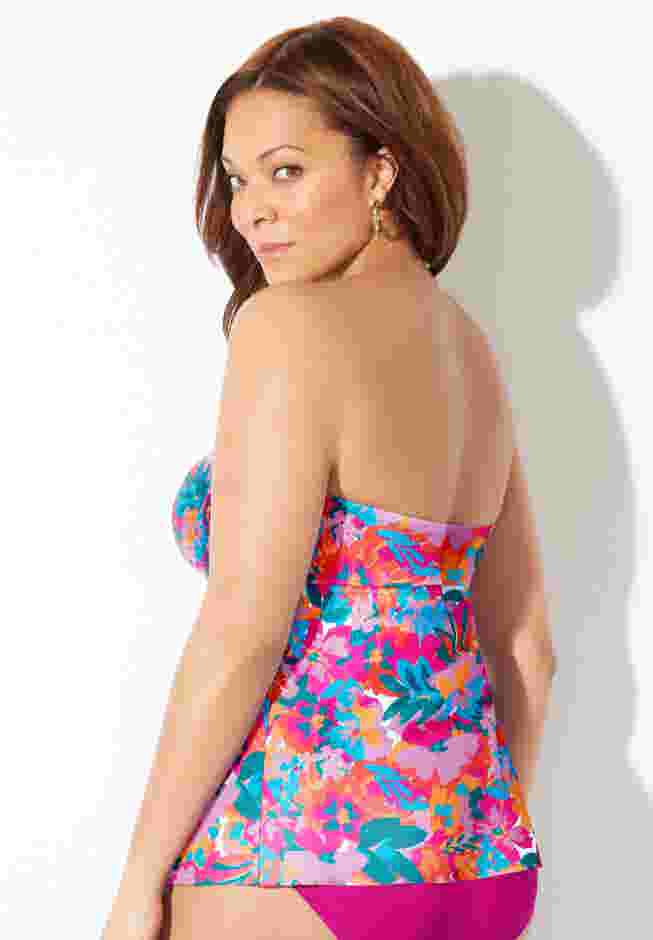 Smocked Bandeau Tankini Top image number 1