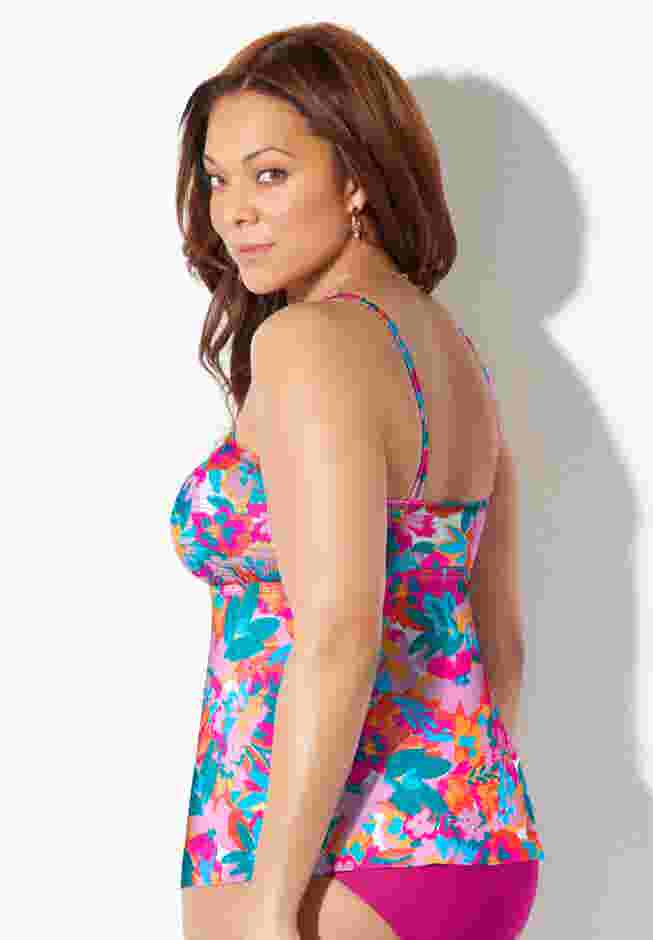 Smocked Bandeau Tankini Top image number 5
