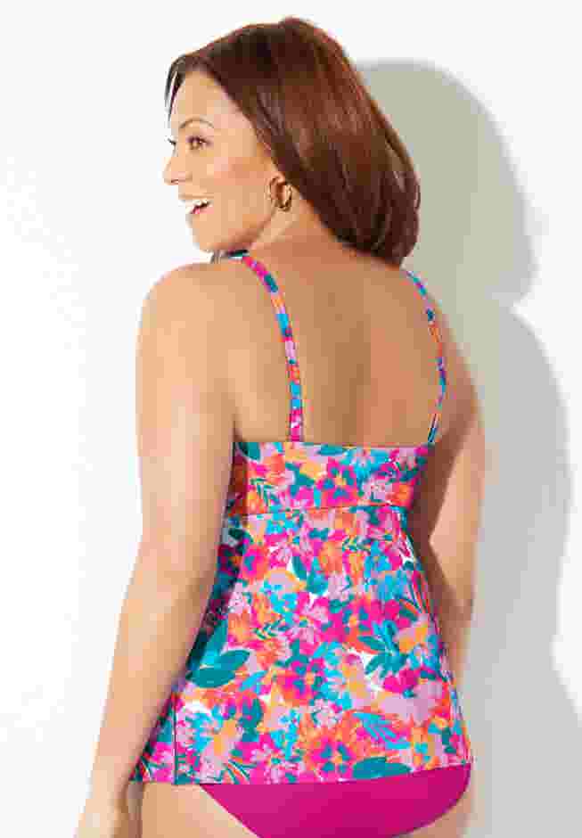 Smocked Bandeau Tankini Top image number 6