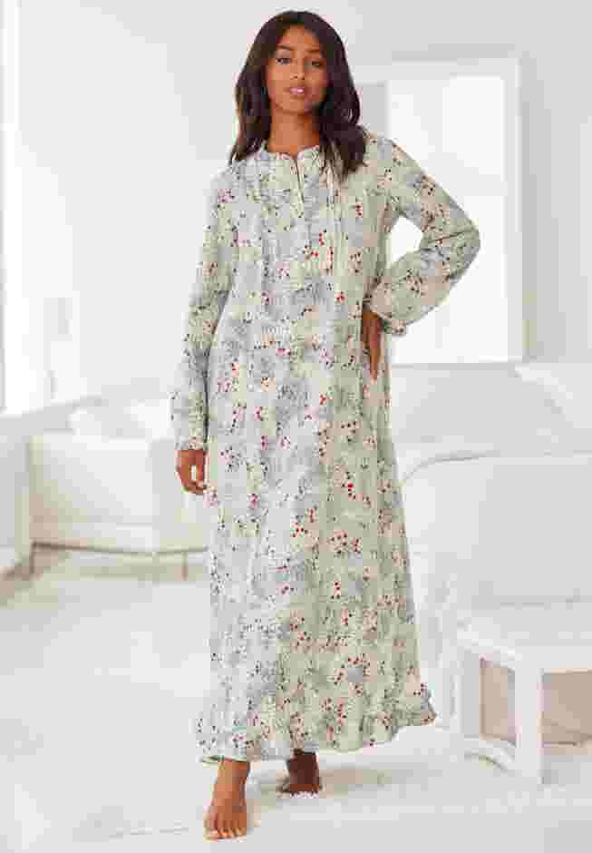 Long Flannel Nightgown  image number 4