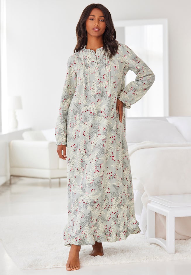 Long Flannel Nightgown  image number 4