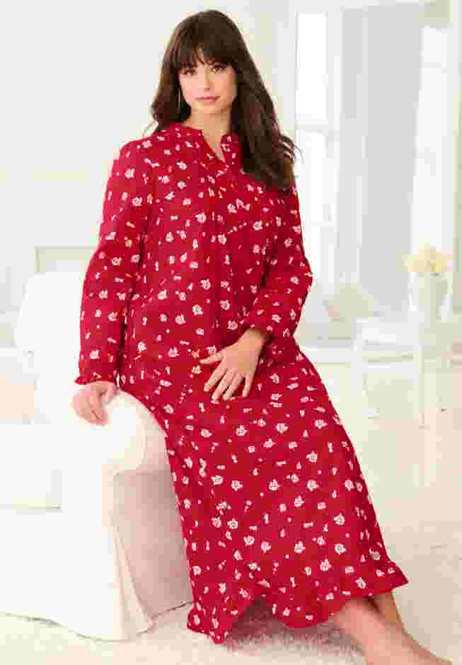 Long Flannel Nightgown  image number 7