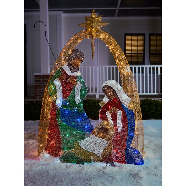 72" Crystal Fabric Multi-Colored Nativity Scene image number 0