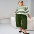 Cotton Spandex Jersey Boatneck Three-Quarter Sleeve Top image number 3