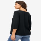 Cotton Spandex Jersey Boatneck Three-Quarter Sleeve Top image number 1