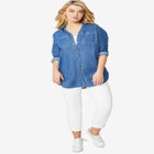 Denim Button-Front Tunic image number null