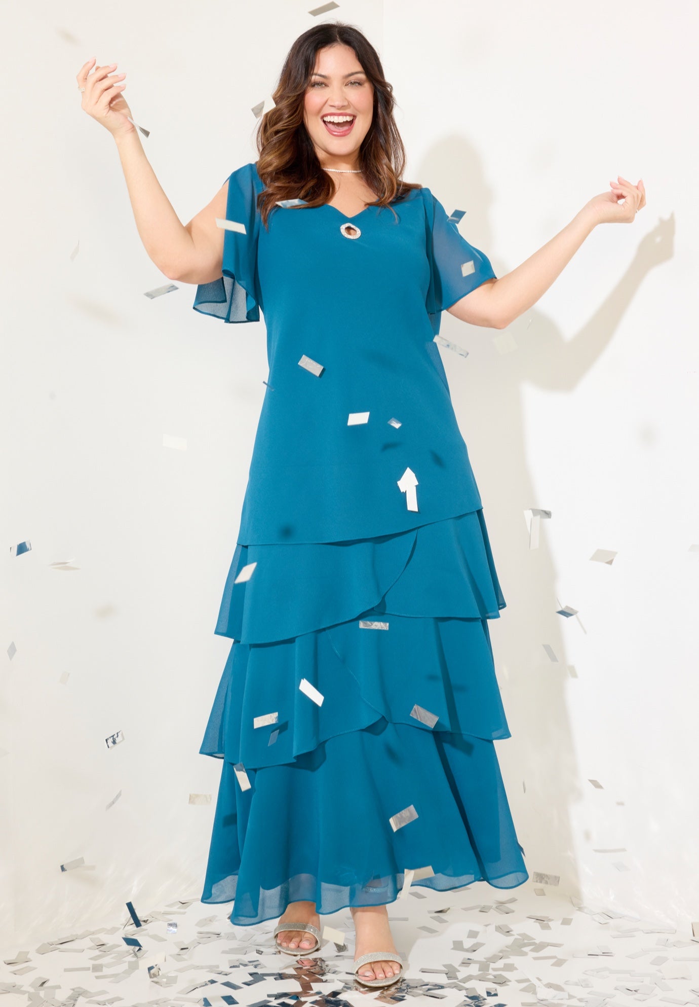 Tiered Chiffon Maxi Dress image number 4