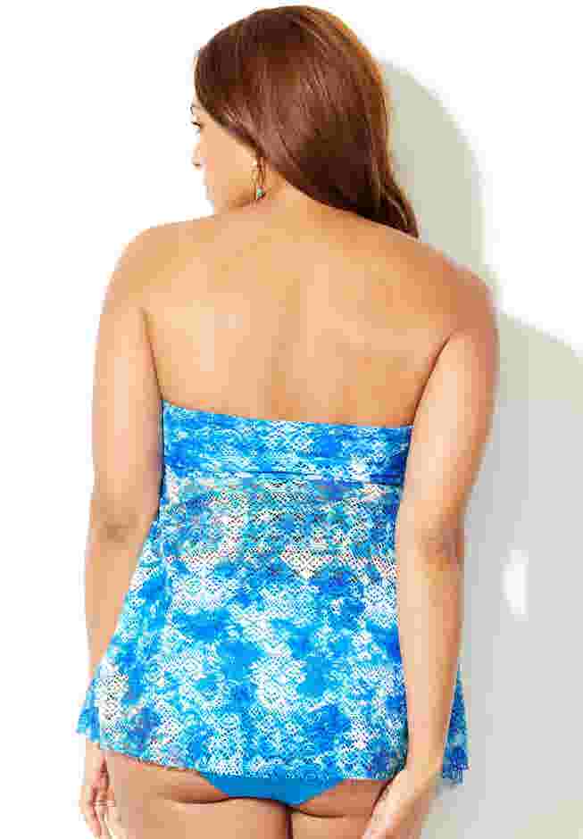 Longer Length Bandeau Flyaway Tankini Top image number 1