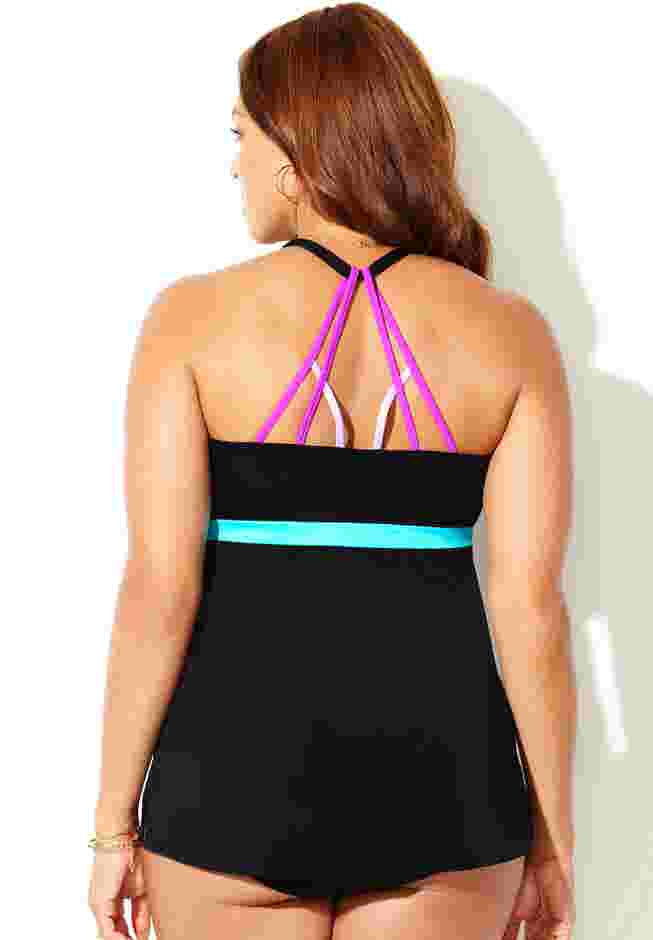 Chlorine Resistant Crossback Tankini Top image number 1