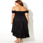 Lauren Smocked Off the Shoulder High Low Dress image number null