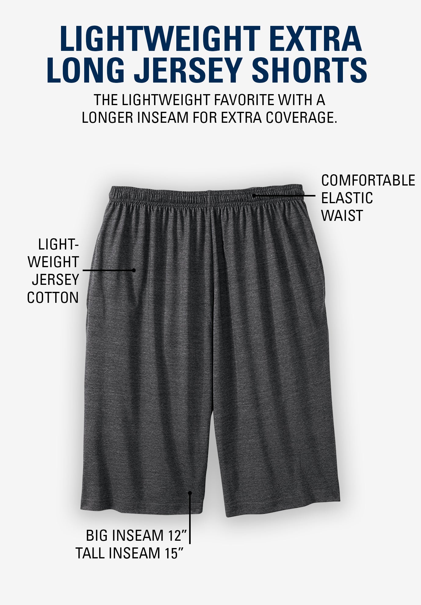 Lightweight Longer Length Jersey Shorts image number 3