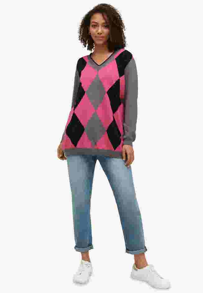 V-neck Argyle Sweater image number 1