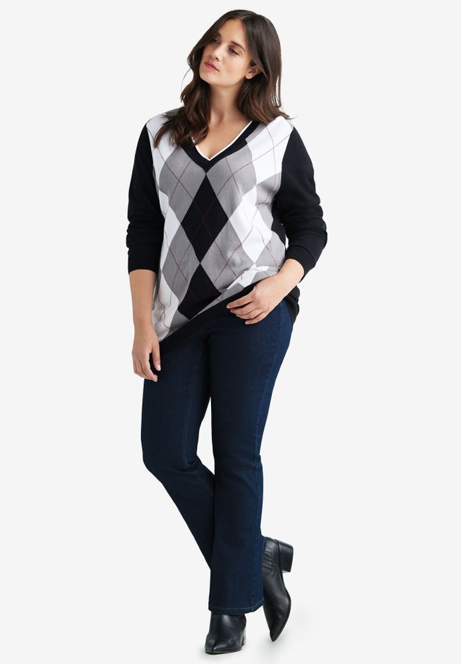 V-neck Argyle Sweater image number 2