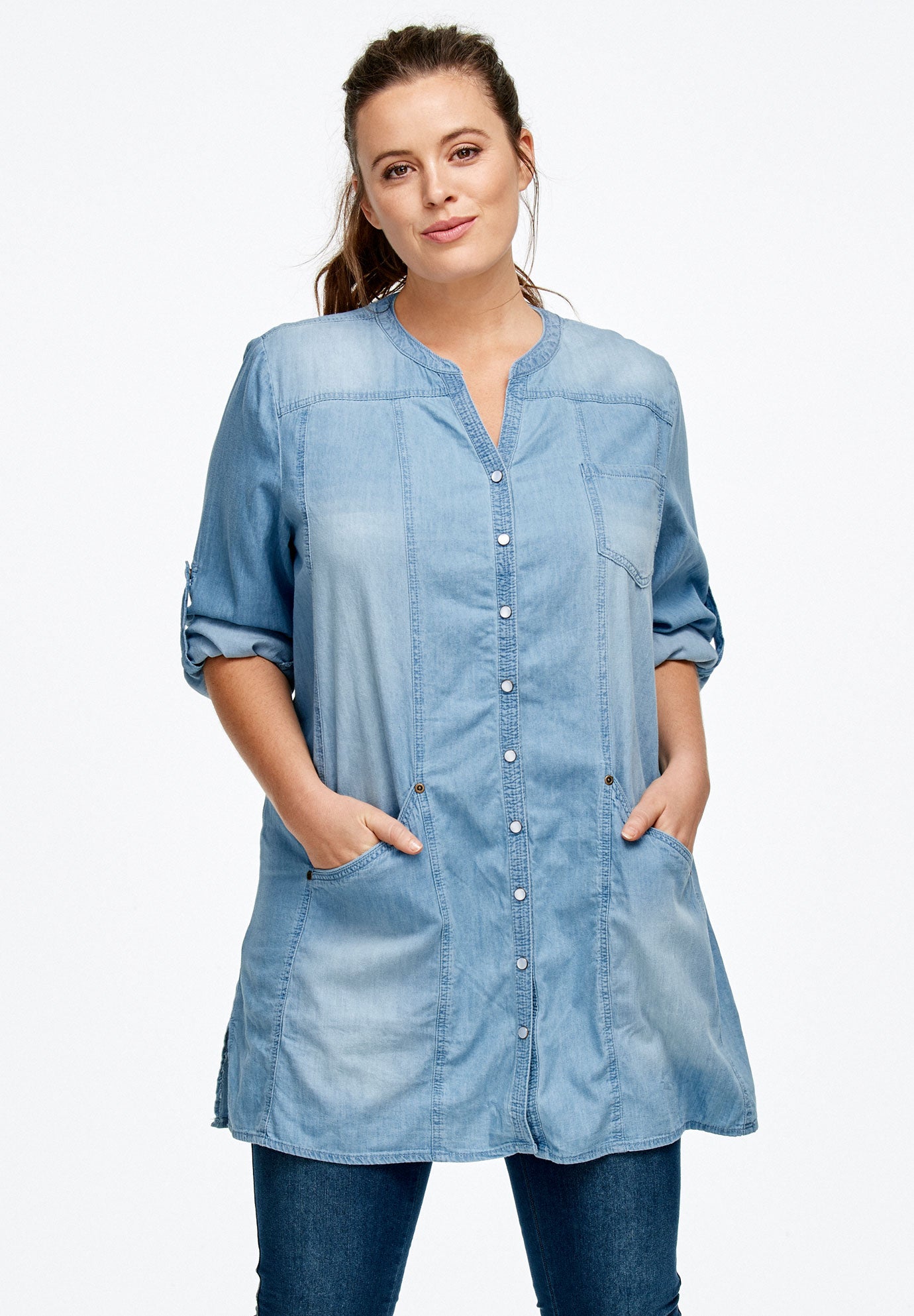 Snap Front Denim Tunic image number 0