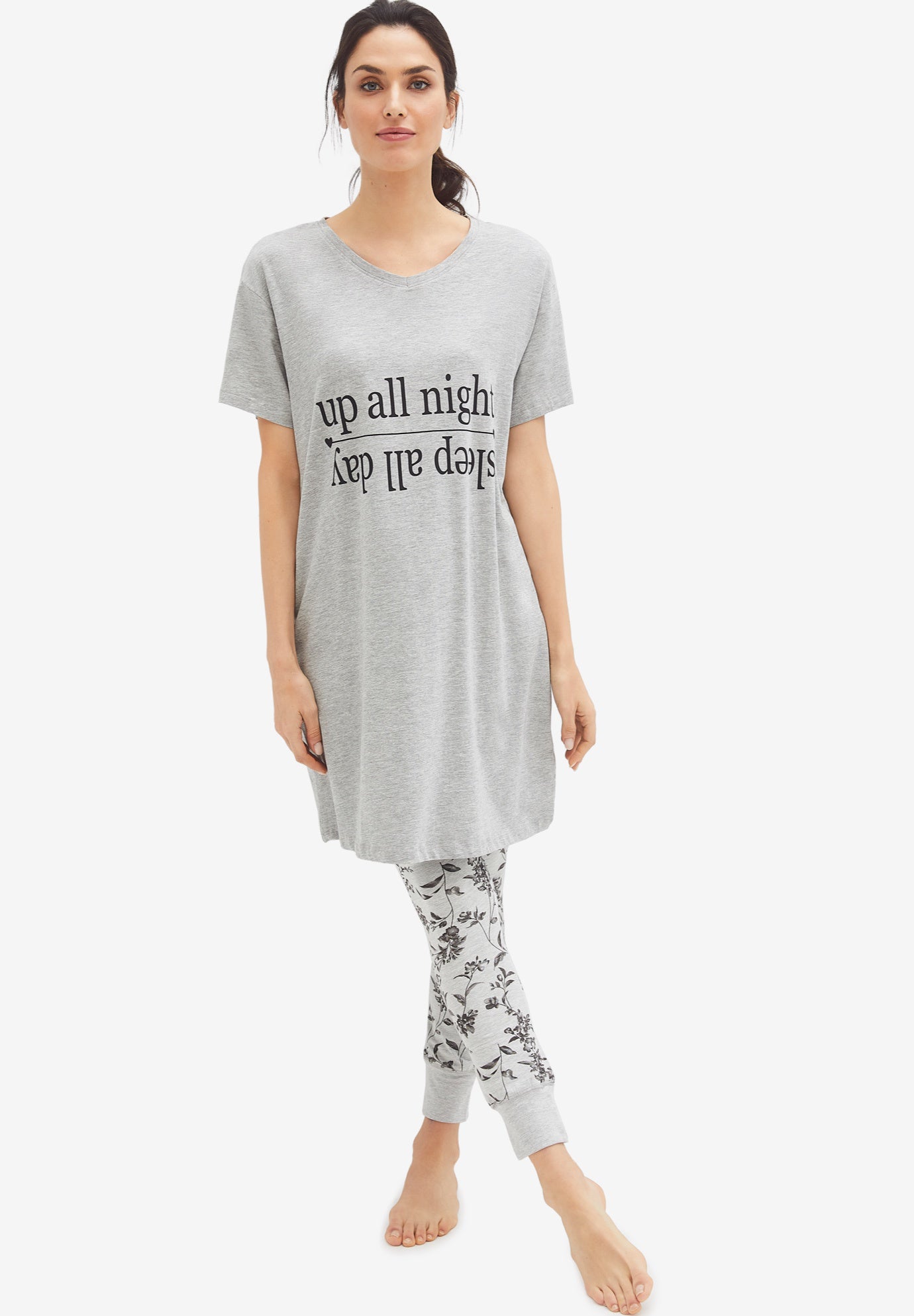 Rib Trim Sleep Leggings image number 0