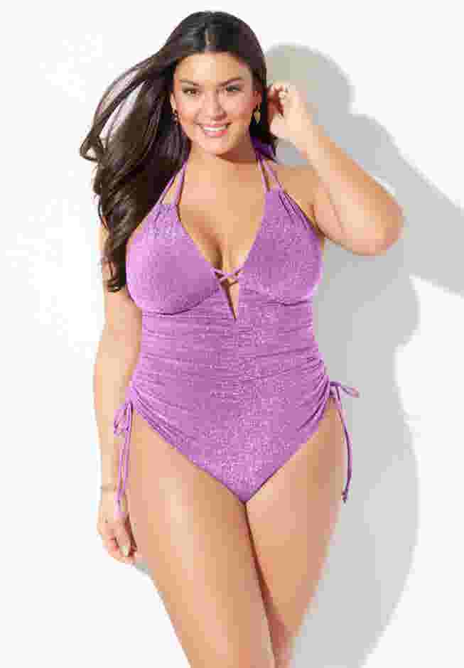 Sparkle Loop Strap Ruched One Piece image number 3
