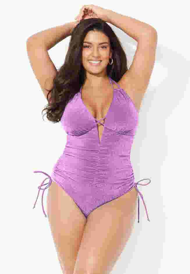 Sparkle Loop Strap Ruched One Piece image number 5