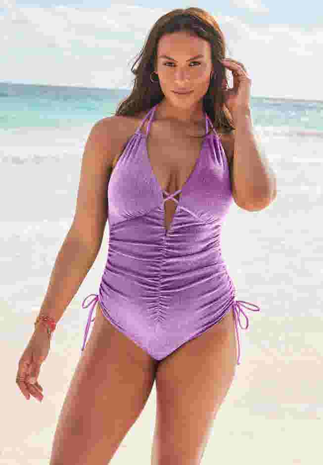 Sparkle Loop Strap Ruched One Piece image number 0