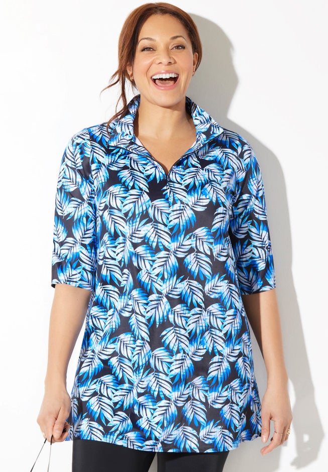 Sun Resistant Quarter Zip Swim Top image number 2