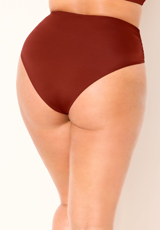 Side Shirred High Waist Swim Brief image number 1