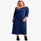 Cotton Spandex Crew Neck 3/4 Sleeve Maxi Dress image number null