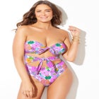 Underwire Tie Front Bandeau One Piece image number null