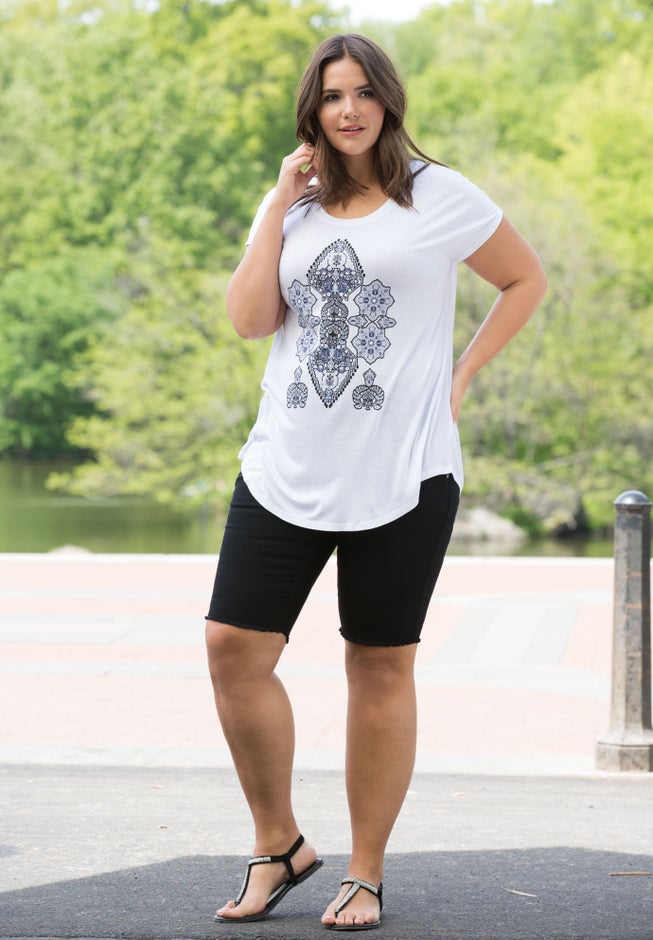 Button-Front Denim Shorts image number 1