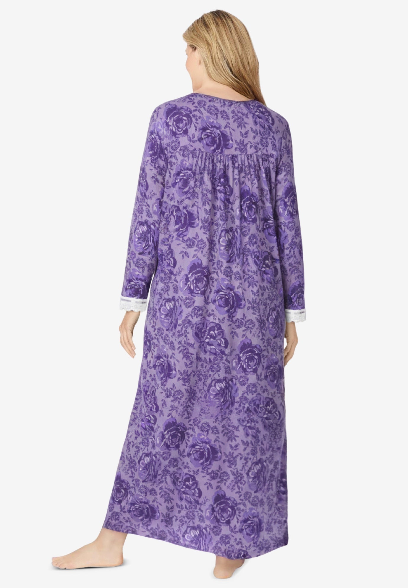 Long 2-Piece Cabbage-Rose Peignoir Set image number 1