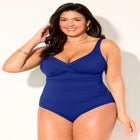 V-Neck One Piece Swimsuit image number 1