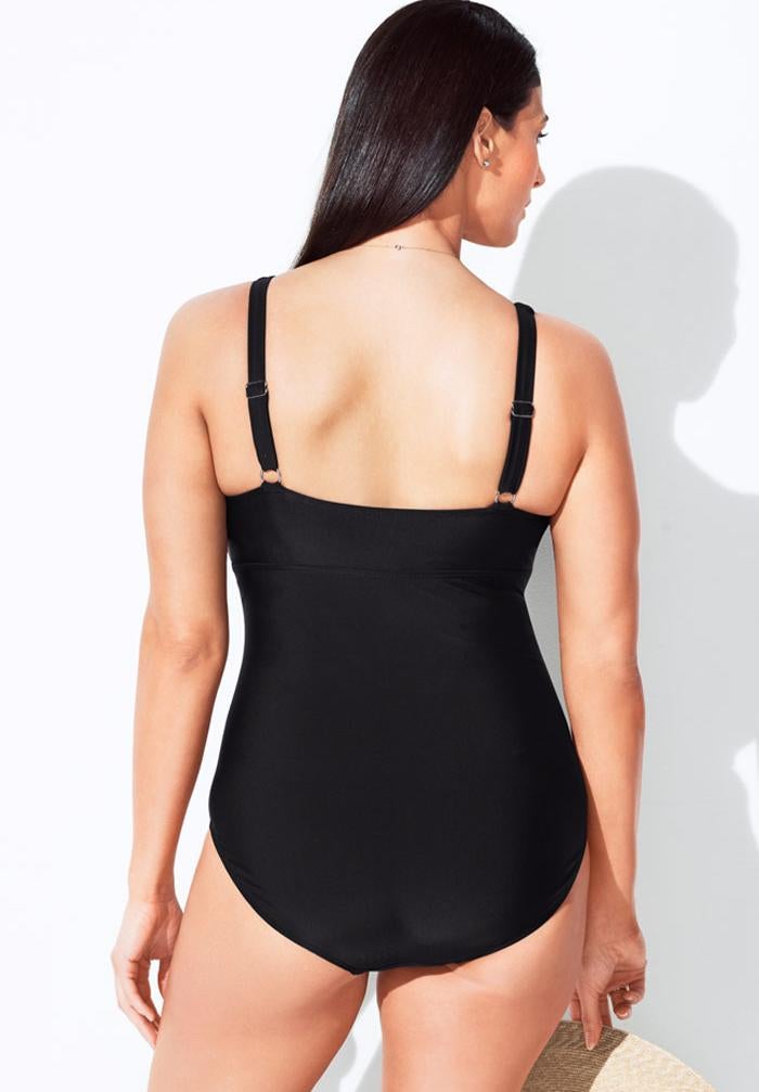 V-Neck One Piece Swimsuit image number 1