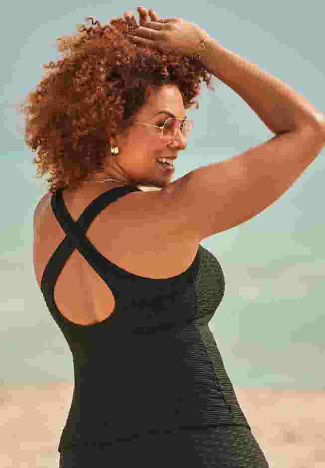 Textured Crossback Tankini Top image number 1
