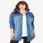 Plus Size Long Denim Jacket image number null