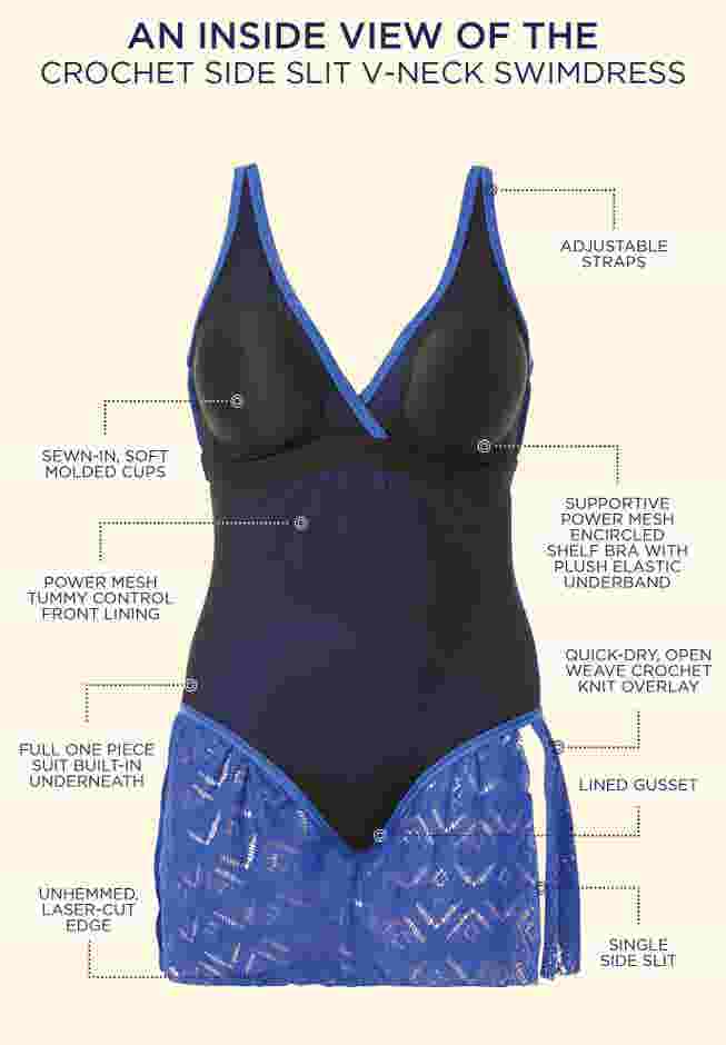 Crochet Side Slit V-Neck Swimdress image number 4
