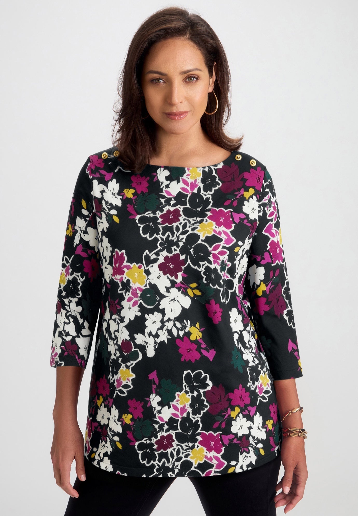Stretch Cotton Boatneck Tunic image number 8
