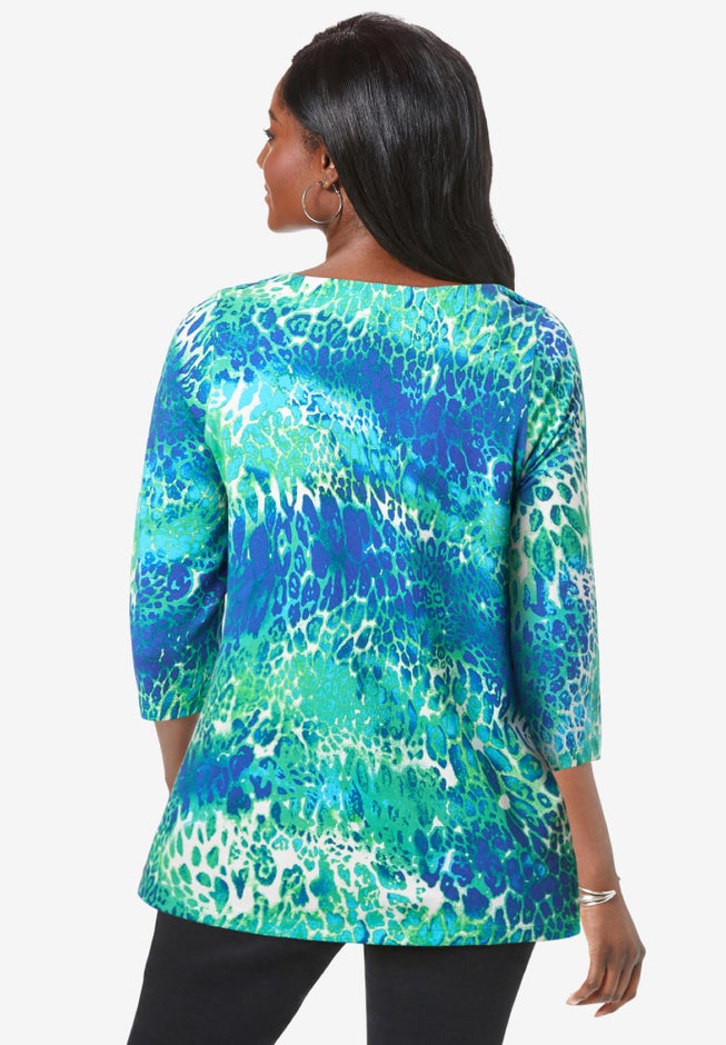 Stretch Cotton Boatneck Tunic image number 2