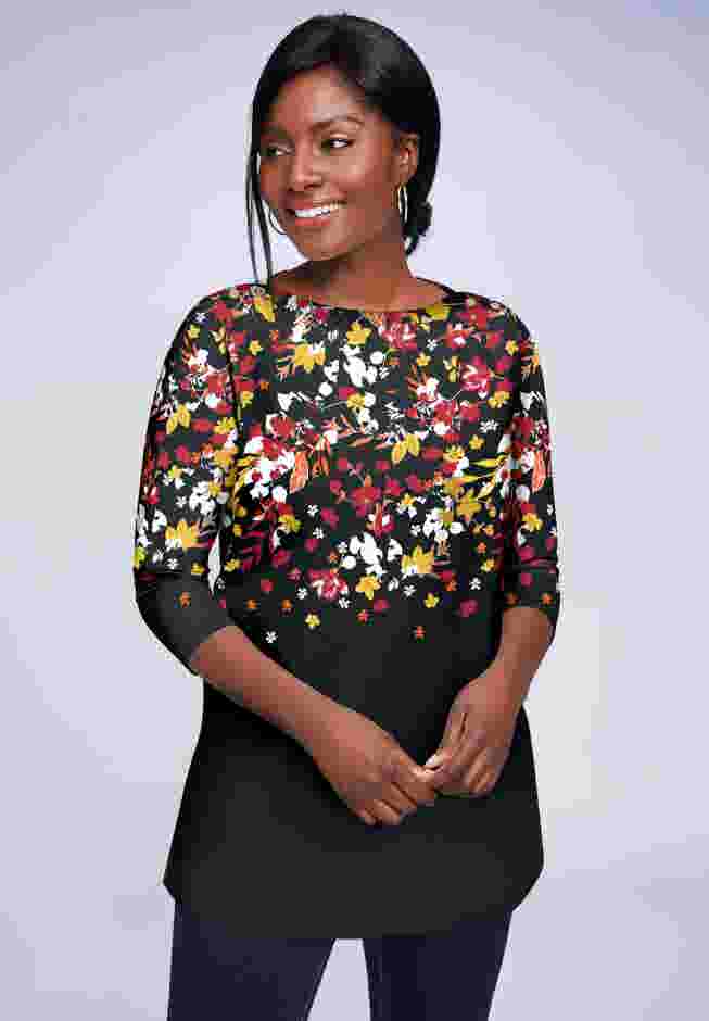 Stretch Cotton Boatneck Tunic image number 4