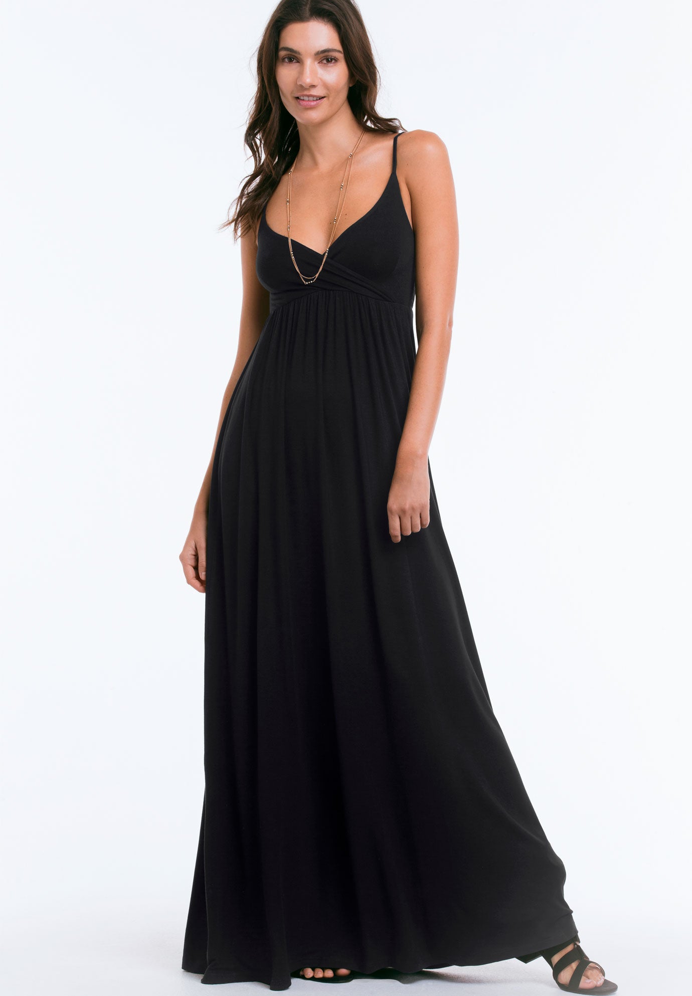 Stretch Jersey Knit Surplice Bodice Maxi Tank Dress image number 0