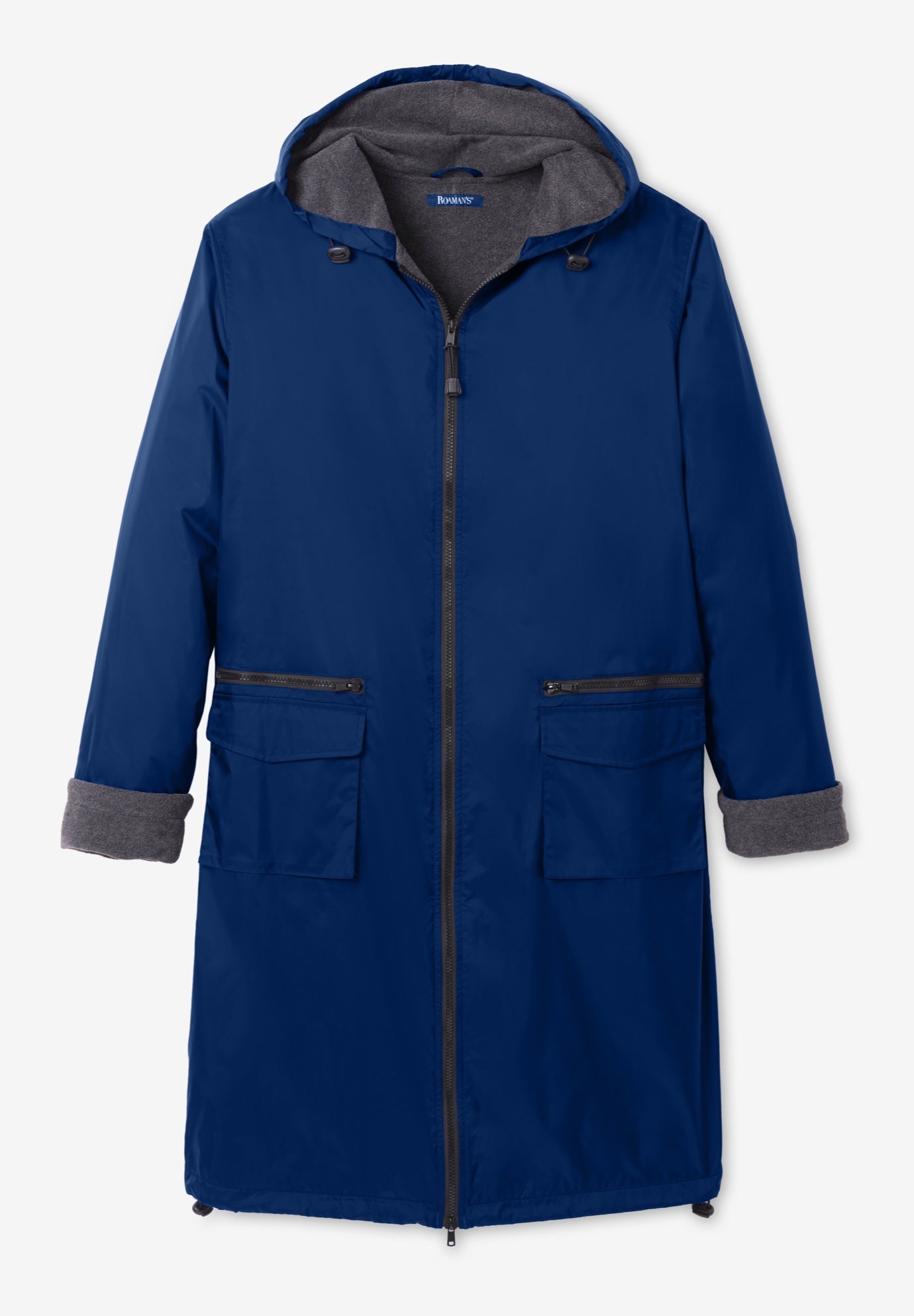 Plus Size Knee Length Hooded Nylon Jacket image number 5