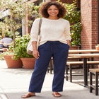 Seersucker Pull-on Elastic-Waist Pants image number 0