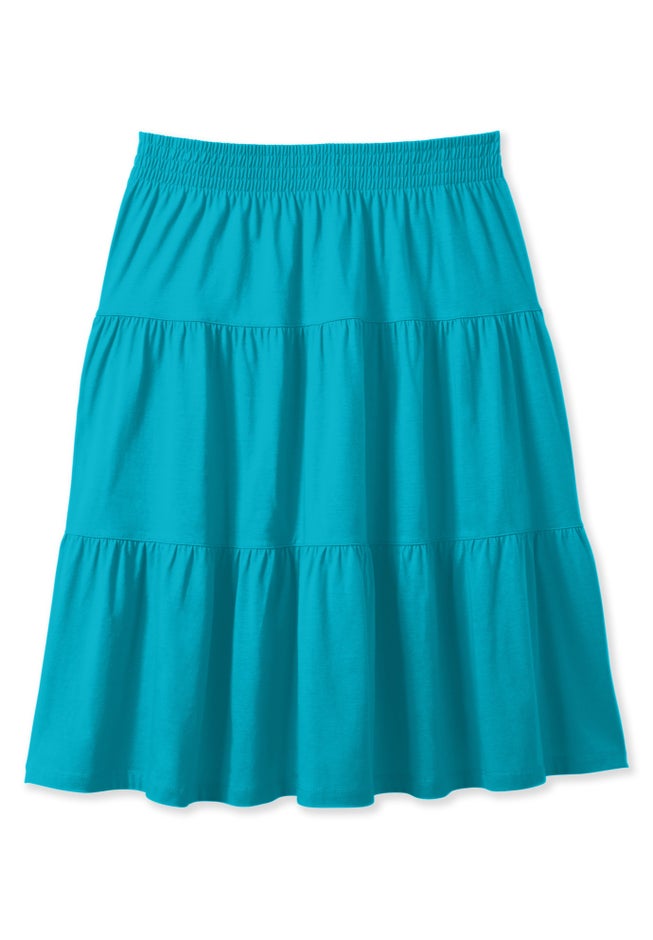 Elastic-Waist Knit Tiered Skirt image number 4