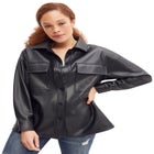 Faux Leather Shirt Jacket image number null