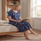 V-Neck Short Sleeve Midi Cotton Sleep Shirt image number null