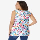 Perfect Printed Sleeveless Shirred V-Neck Tunic image number null