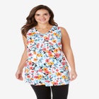Perfect Printed Sleeveless Shirred V-Neck Tunic image number null