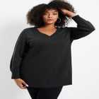 V-Neck French Terry Sweatshirt image number null