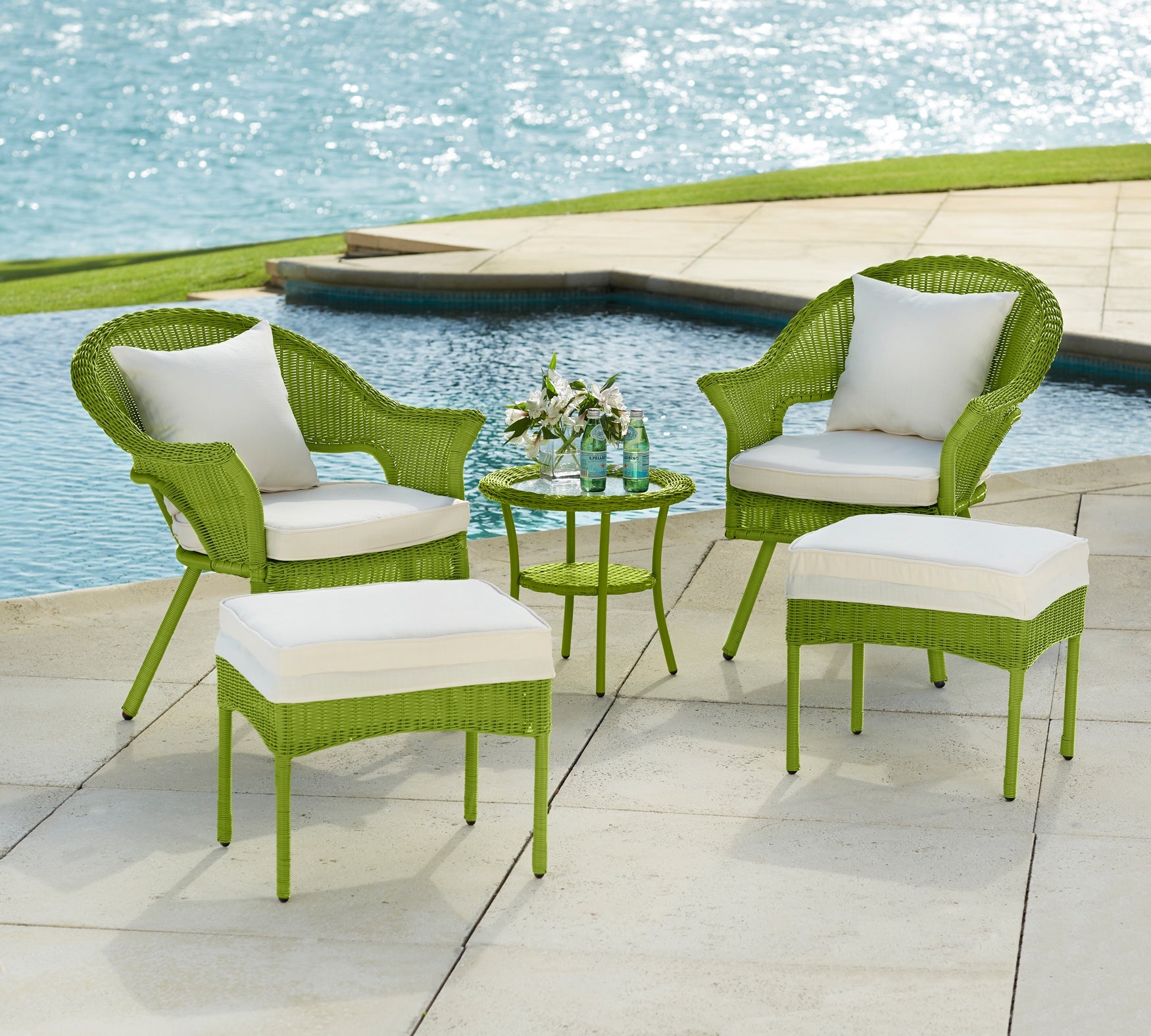 Roma Hand-Woven Resin Wicker Stacking Chair with Toss Pillow & Seat Cushion image number 0