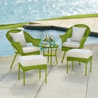 Roma Hand-Woven Resin Wicker Stacking Chair with Toss Pillow & Seat Cushion image number null