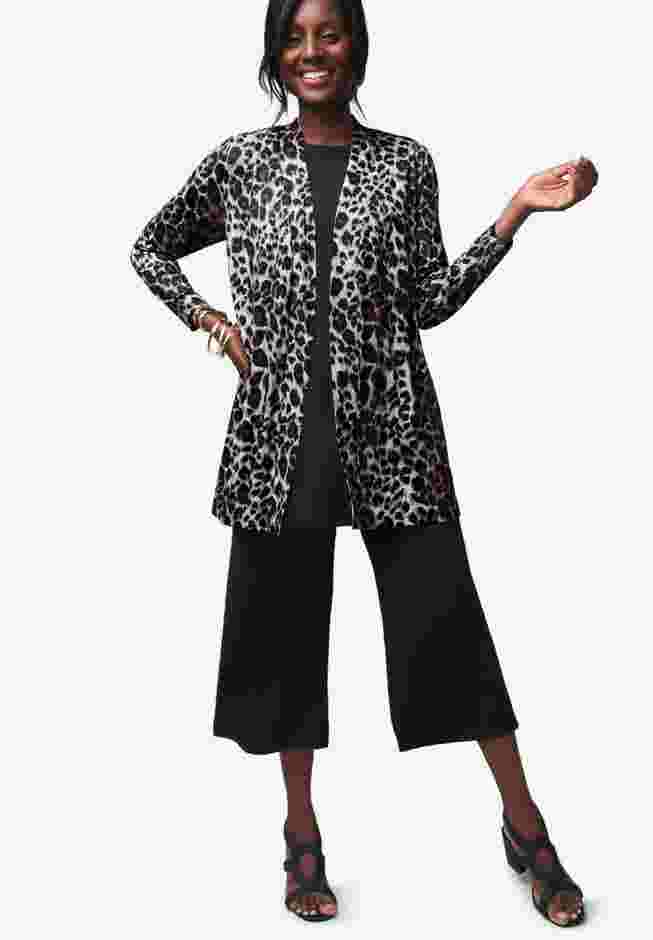 Stretch Knit Wide Leg Crop Pant image number 3