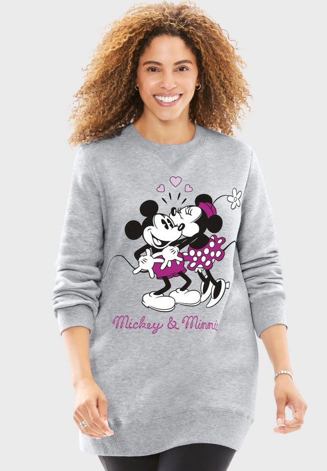 Disney Women's Long Sleeve Fleece Sweatshirt Mickey Mouse and Minnie Mouse Kiss image number 0